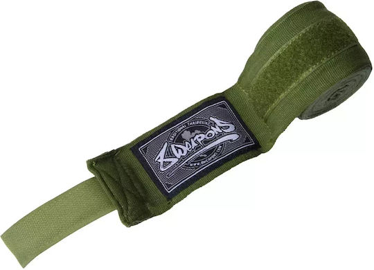 8 Weapons Semi-Elastic Martial Arts Hand Wraps 5m Olive Green