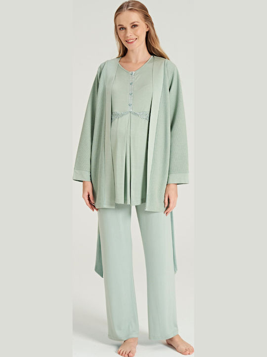 Feyza Robe de maternitate și alăptare Bay Leaf Mint