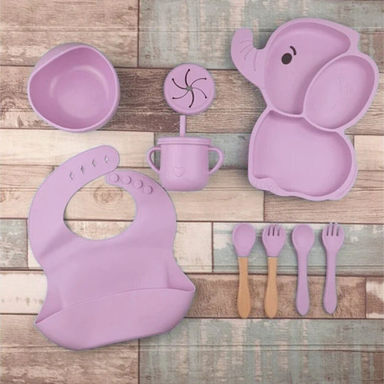 Set de hrănire din Silicon cu Bază Antiderapantă Violet 10buc pentru 6+ luni
