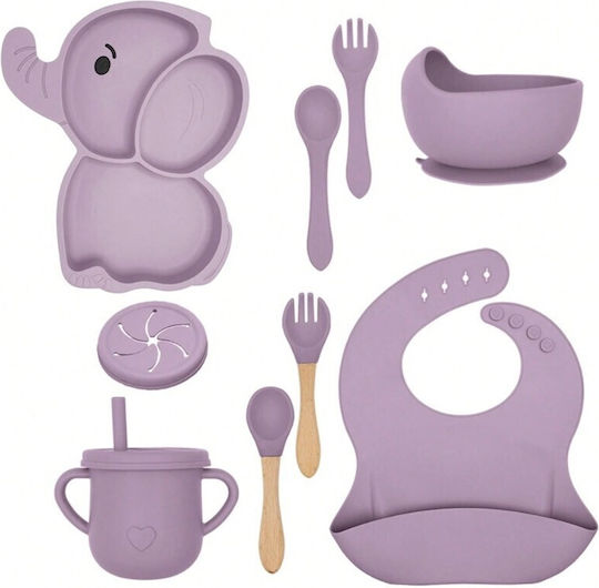 Set de hrănire din Silicon cu Bază Antiderapantă Violet 10buc pentru 6+ luni