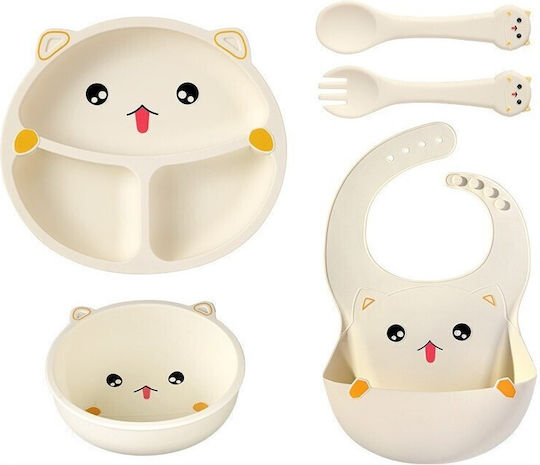 Set Essgeschirr aus Silikon Beige 5Stück für 12+ Monate