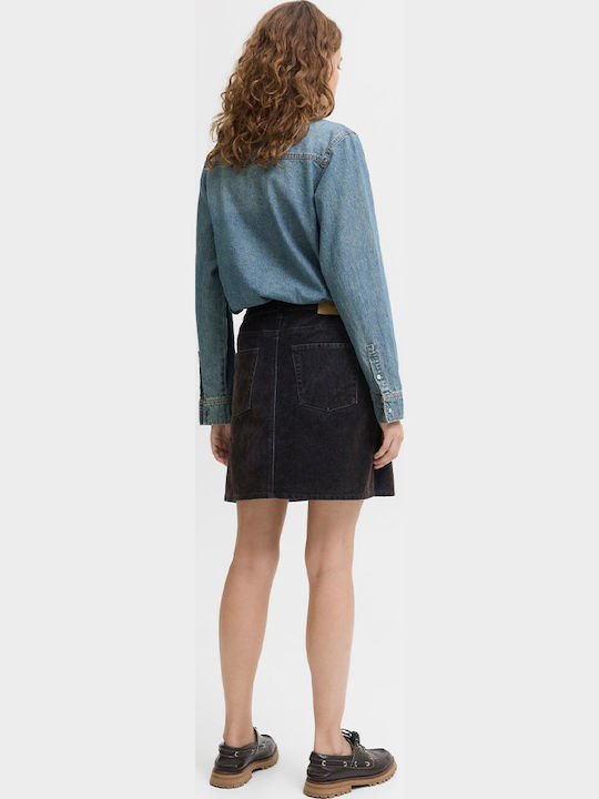 Denim High-waisted Mini Skirt Dark Brown