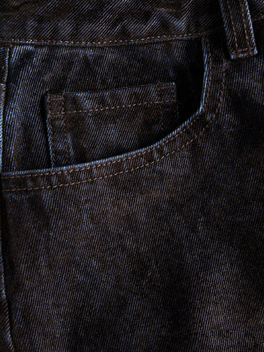 Denim High-waisted Mini Skirt Dark Brown
