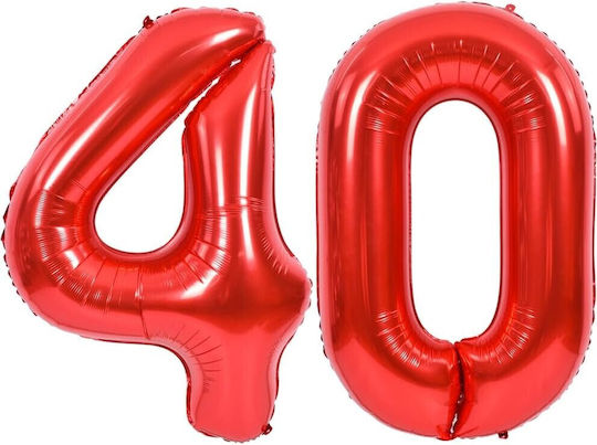 Balon Folie Număr 0 Roșu 40buc