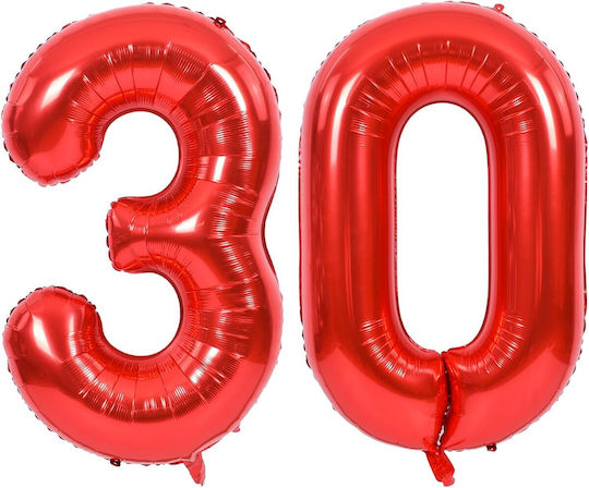 Balon Folie Număr 0 Roșu 40buc