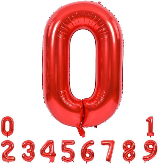 Balon Folie Număr 0 Roșu 40buc