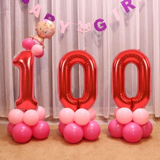 Balon Folie Număr 0 Roșu 40buc