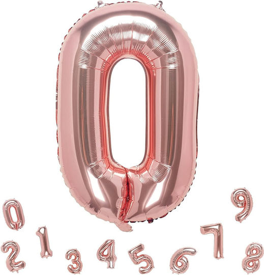 Балон Фолио Jumbo Число 0 Розово злато 80бр