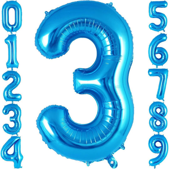 Balon Folie Jumbo Număr 3 Albastru 100buc