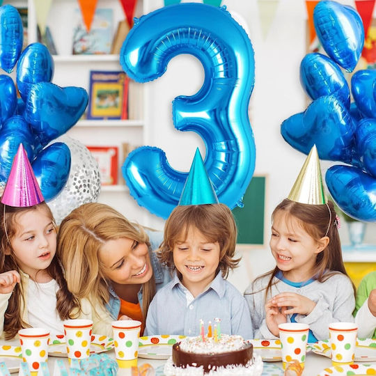 Balon Folie Jumbo Număr 3 Albastru 100buc