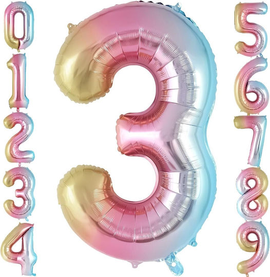 Balon Folie Număr 3 Multicolor 40buc
