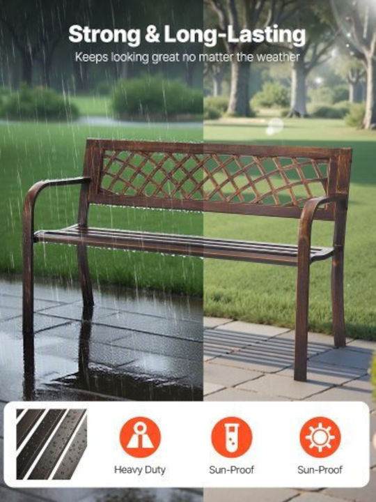 Vevor Outdoor Bench Patio Bench 116 Cm Metal Frame Pvc Mesh Backrest Porch