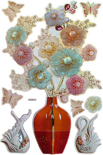 Декоративни Стикери За Стена 8d Ваза С Цветя Home Decor 2dis16