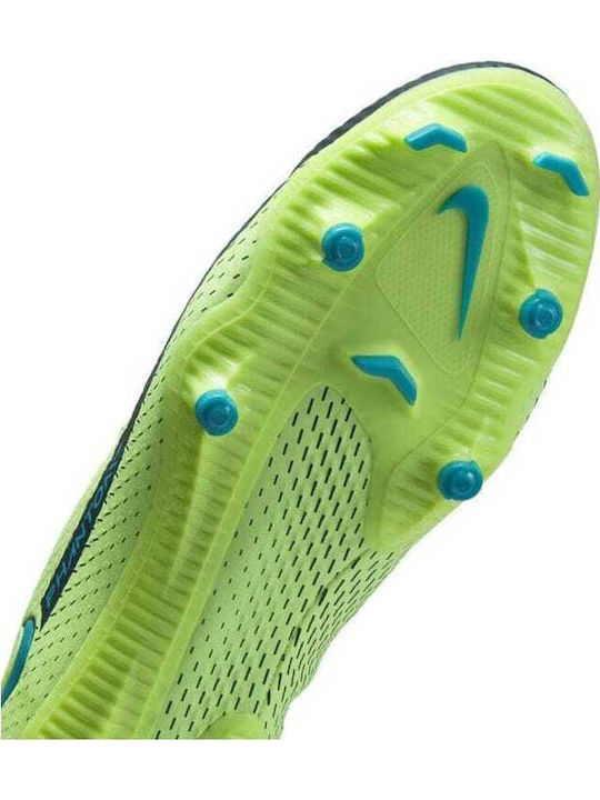 Nike Phantom GT Academy Football Shoes with Cleats Lime Glow / Aquamarine