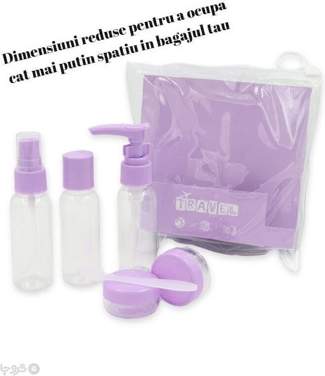 Set Recipiente Cosmetice Flippy 5 Bucăți Pouch Călătorie Reutilizabile Material Plastic Mov 40 Ml 10g