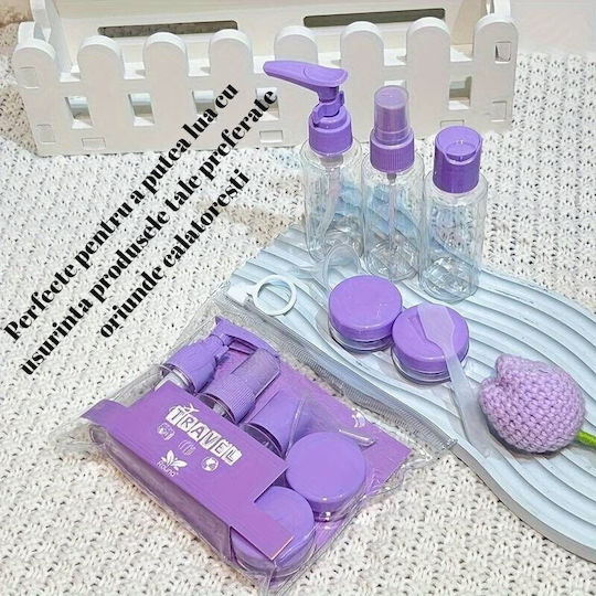 Set Recipiente Cosmetice Flippy 5 Bucăți Pouch Călătorie Reutilizabile Material Plastic Mov 40 Ml 10g
