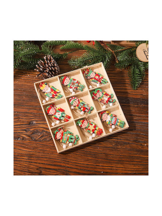 Hängendes Ornament Goblin Hölzern Mehrfarbig Set 18Stück