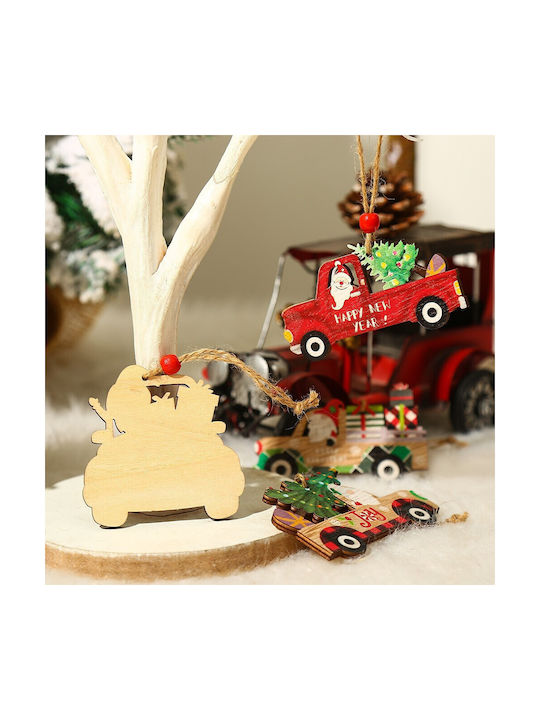 Ornament suspendat Mașină Din lemn Multicolor 8x8buc