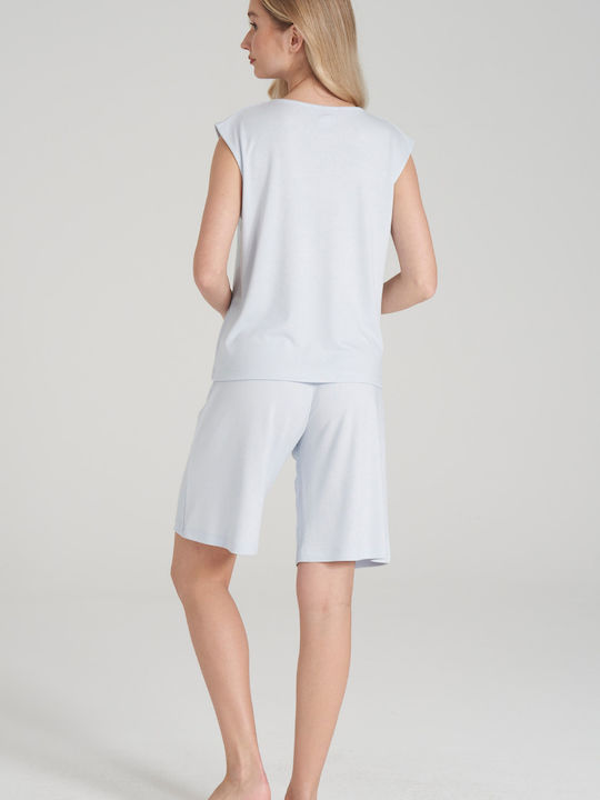 Pijadore Sommer Damen Pyjama-Set Light Blue