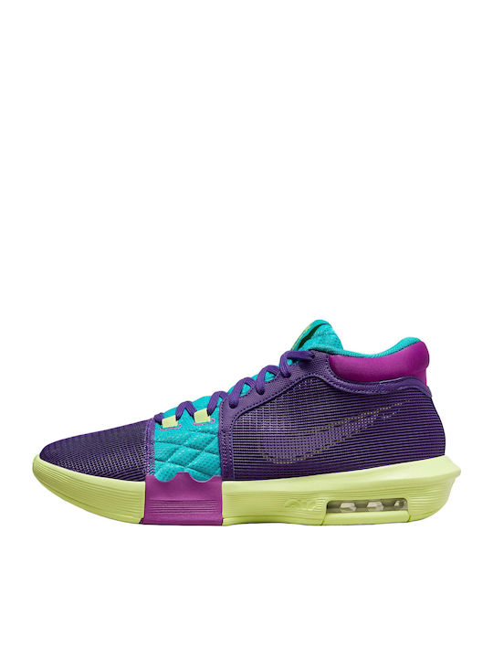 LeBron Witness 8 Ψηλά Μπασκετικά Παπούτσια Field Purple / Dusty Cactus / Light Lemon Twist / Λευκό