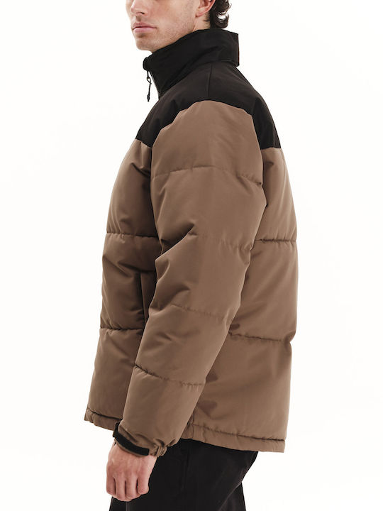 Winter Jacke Puffer Wasserdicht L.brown/black
