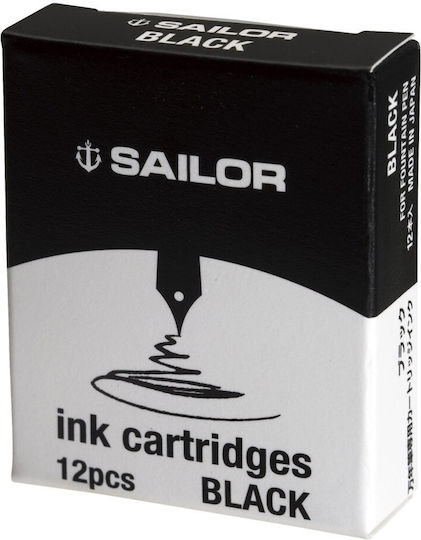 Sailor 12 Ανταλλακτικά Μελάνια για Πένα Μαύρα