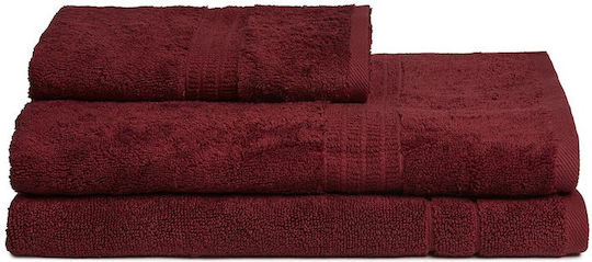Homelover Комплект Кърпи за Баня 3бр Bery Red Тегло 500гр/кв.м