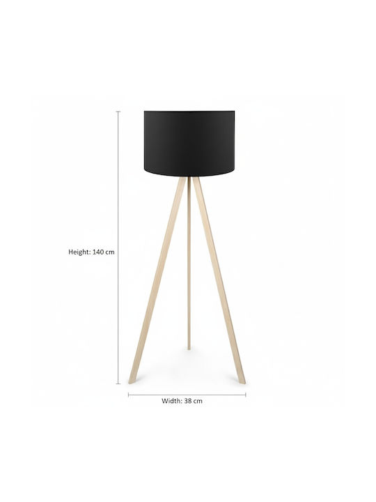 Pakketo PWL-1060 Floor Lamp H140xW38cm. with Socket for Bulb E27 Black