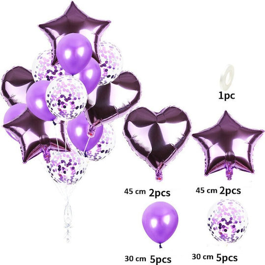 Compoziție cu 14 Baloane Folie Violet