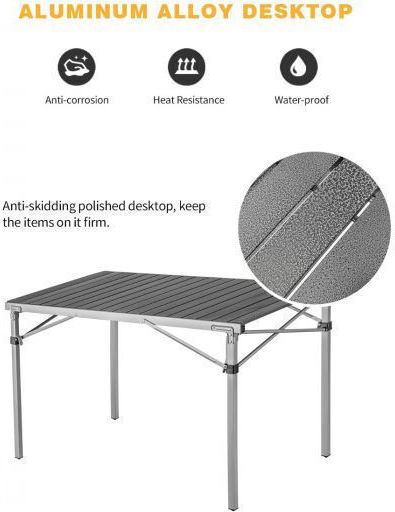 KingCamp Table Aluminum for Camping Foldable 100x70x70cm