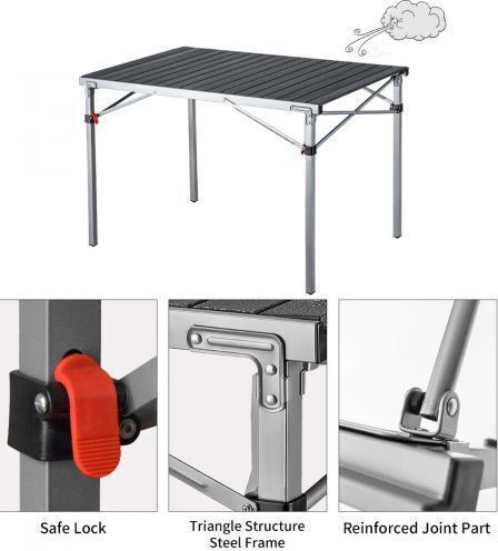 KingCamp Table Aluminum for Camping Foldable 100x70x70cm
