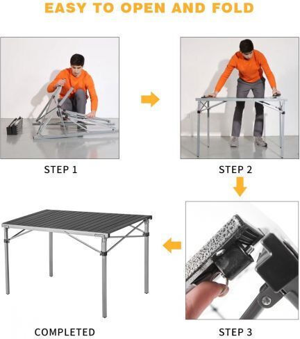 KingCamp Table Aluminum for Camping Foldable 100x70x70cm