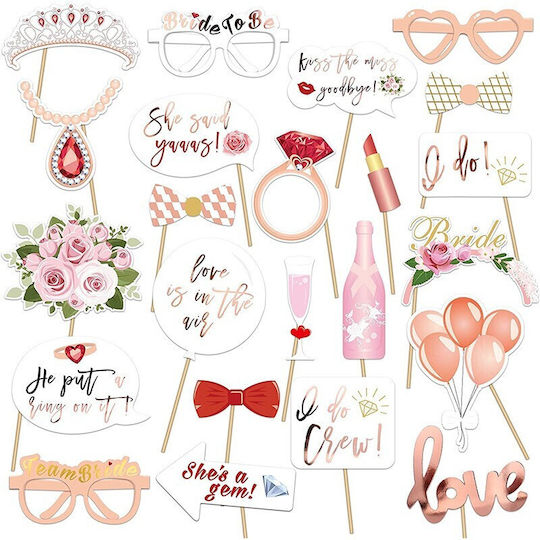 Set 23 Partyzubehör Flippy Fotostand-Requisiten Junggesellinnenabschied Thema Pink
