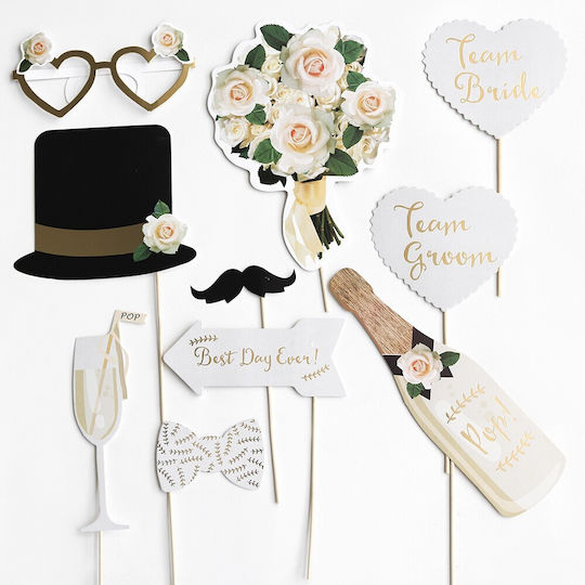 Set 10 Party Accessories Flippy Photo Corner Props Bride Groom Design Wedding Theme Multicolor