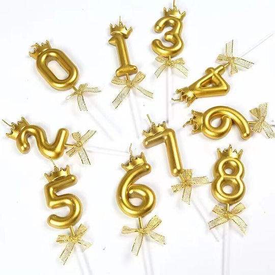 Lumanare De Ziua De Naștere Număr 2 Design Coroană Auriu Flippy Party