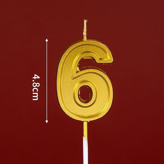 Kuchenkerze Nummer 6 Flippy 4,8 cm Geburtstag Gold