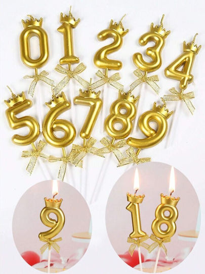 Kuchenkerze Nummer 0 Krone Modell Gold Flippy Party