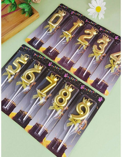 Kuchenkerze Nummer 7 Kronen-Design Gold Flippy Party