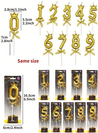 Cake Birthday Candle Number 4 Crown Design Gold Flippy Party