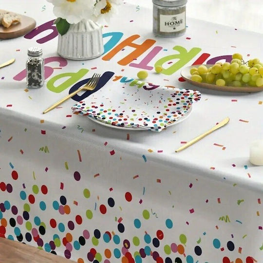 Rectangular Tablecloth Flippy Happy Birthday Collection 137 X 274 Cm Pe Plastic Waterproof Multicolour