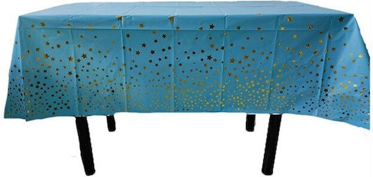 Tablecloth Flippy Foil Gold Stars Print Waterproof 137 X 274 Cm Blue