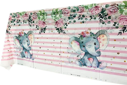 Tablecloth Flippy Plastic Elephant Print 180 X 108 Cm Pink