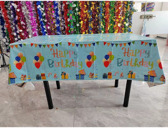 Tablecloth Flippy Foil Happy Birthday Balloon Print 137 X 183 Cm Blue