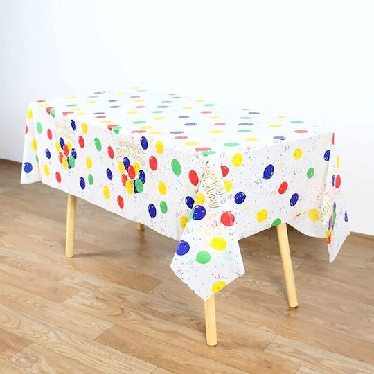 Husă De Masă Flippy Din Peva Print Balon La Mulți Ani 137 X 274 Cm Impermeabilă Rezistentă La Pete Curățare Rapidă Multicoloră