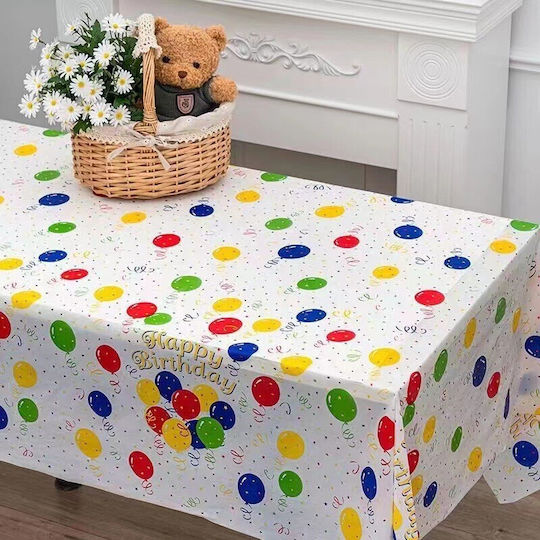Husă De Masă Flippy Din Peva Print Balon La Mulți Ani 137 X 274 Cm Impermeabilă Rezistentă La Pete Curățare Rapidă Multicoloră
