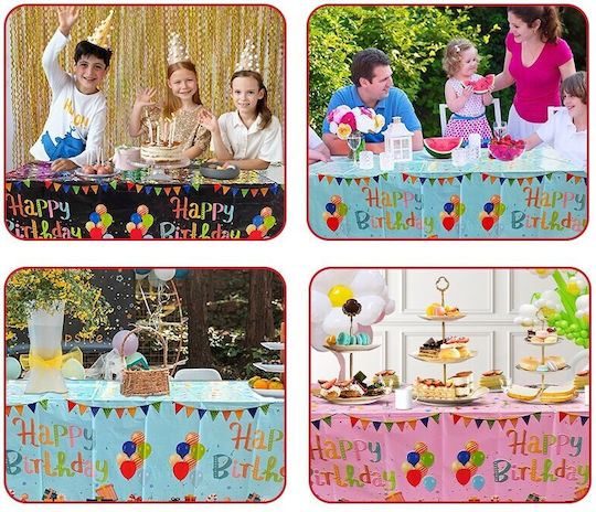 Tablecloth Flippy Foil Happy Birthday Balloon Print 137 X 183 Cm Black