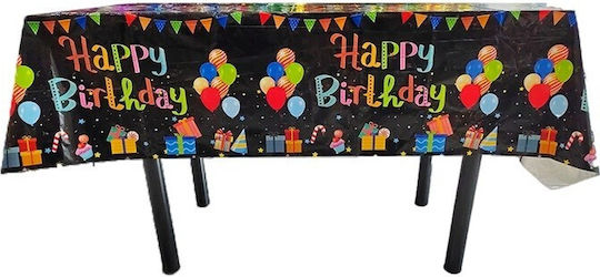 Tablecloth Flippy Foil Happy Birthday Balloon Print 137 X 183 Cm Black