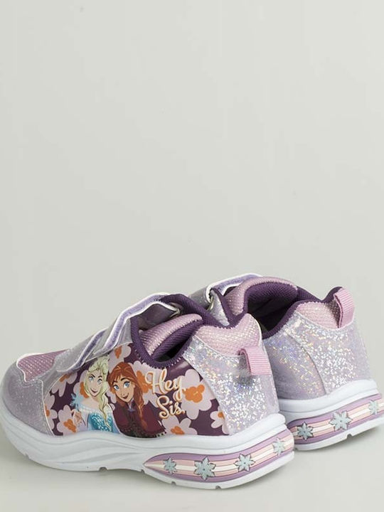 Kids Sneakers with Hoop & Loop Closure and Lights Purple