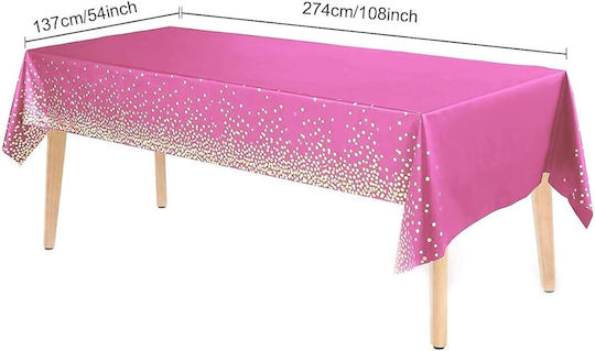Husă De Masă Pentru Petreceri Flippy Din Peva Aurie Cu Buline Imprimat 137 X 274 Cm Rezistentă La Apă Şi Pete Curăţare Rapidă Roz