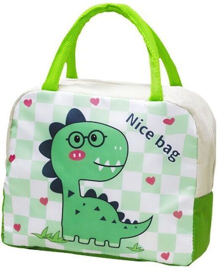 Schulische Isothermische Hand-Lunch-Tasche 2Es Grün Dinosaurier 19 x 13 x 23cm